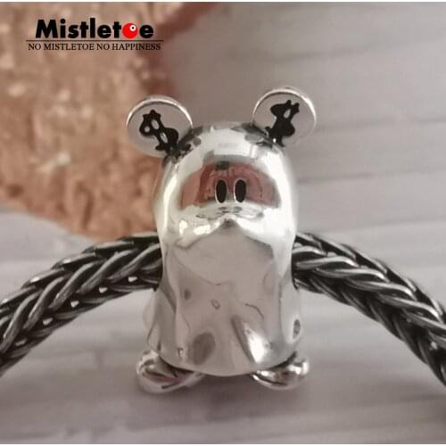 Mistletoe 925 Sterling Silver Cartton Ghost Charm Bead European Jewelry