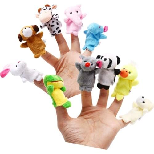 Wholesale 10Pcs Cute Cartoon Animal Finger Puppets Cloth Doll Hand Plush Toy for kids Gift