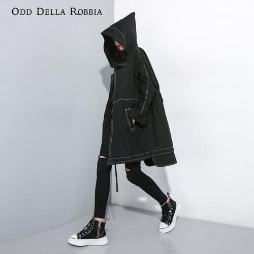 OddDellaRobbia Autumn Vintage Style Japanese Zipper Open-Stitch Hooded Jacket Long-Sleeved Woven Cotton Denim Windbreaker 6239