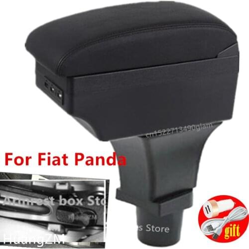 For Fiat Panda armrest box central Store content box car-styling decoration accessory With cup holder USB