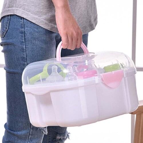 Portable Baby Bottle Rack Storage Box Organizer Dust Proof Drying Shelf Box Baby Milk Feeding Bottle Dryer Box Baby Accessory
