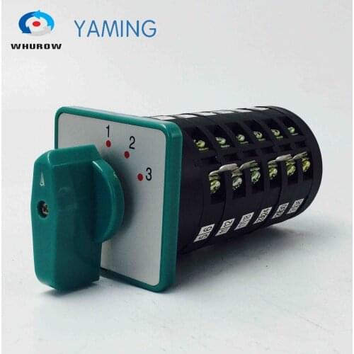 Yaming electric 5A 380V rotary cam switch 3 position 6 poles 36 terminals main universal changeover switch LW6-6