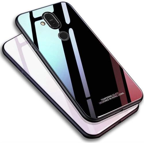 For Nokia 6.1 7.1 Plus Case Glossy Tempered Glass Soft Silicone Frame Shockproof Hard Cover for Nokia X6 X7 8.1 7 PLUS Cases