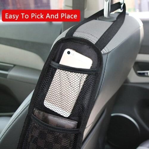 QHCP Car Seat Organizer Auto Seat Side Storage Hanging Bag Multi-Pocket Drink Holder Mesh Organizer Phone Holder Car Accessories