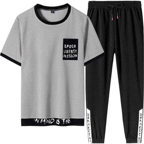 Plus Size Summer Men T-shirt Sets 2 Piece Short Sleeved Sportswear Tracksuit Men Casual Jogger Sweat Suits 6XL 7XL 8XL
