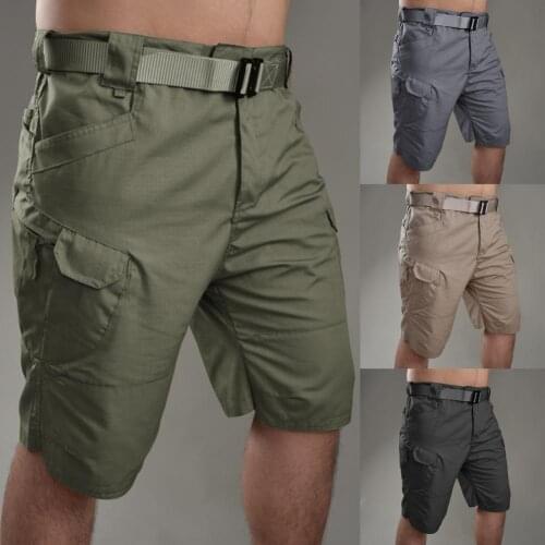 2021 New Spring Men Cargo Shorts Knee Length Solid Color Men Thin Pockets Shorts Fashion Beach Pants Men Short for Daily Wear