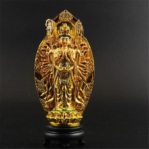 Lucky Buddha Kwan Yin StatueThe Thousand-Hand Bodhisattva Guan Yin Figurine Buddhist Statues Sculptures Home Decor For Good Luck