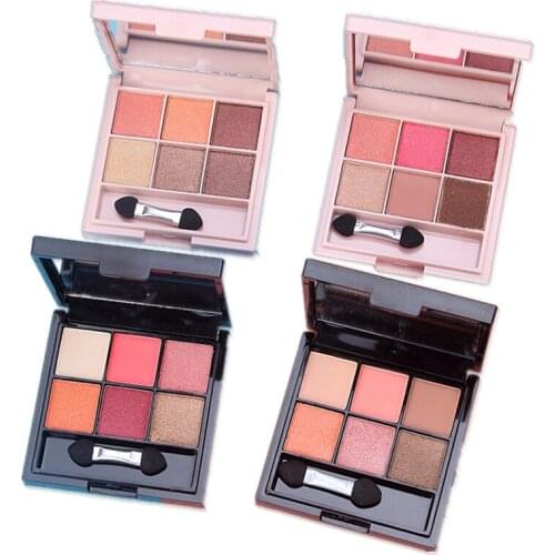 High Quality 6 Colors Makeup Eyeshadow Palette Matte Diamond Glitter Matte Eye Shadow in One Palette Blush Makeup Set for Beauty
