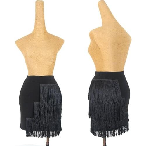 New Latin Skirt Female Professional Fringe Practice Skirt Rumba Dance Performance Clothes Samba Tango Dancing Half Dress DQL4667