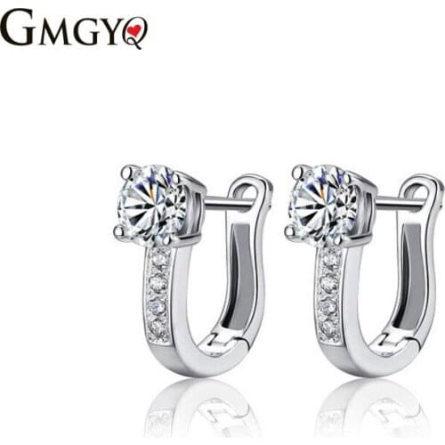 GMGYQ Clean Simple Fashionable Earrings Transparent Zircon Convenient And Simple Earrings Cubic Copper Zirconia Womens Party