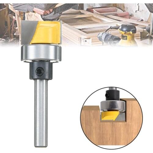 1pc 6.35mm Shank Router Bit with Bearing Woodworking Template Pattern Bit Carbon Steel Milling Cutter for Wood
