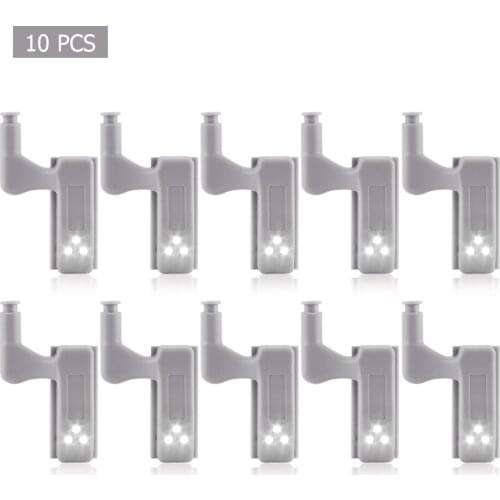 10pcs Cabinet Hinges LED Sensor Light System 0.25W Universal Furniture Hardware for Kitchen Bedroom Cupboard Closet Wardrobe