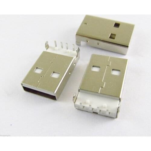 2Pcs USB Type-A Right Angle 90 Degreee 4 Pin Male Connector Jacks Socket PCB Mount