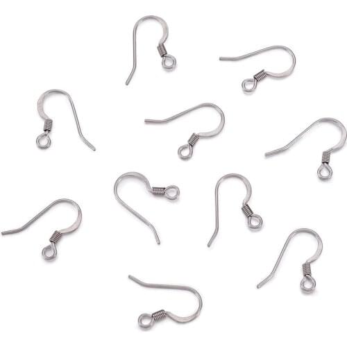 200pcs/lot 304 Stainless Steel Earring Hooks Ear Wire Findings Supplies for Women Earrings DIY Making 14x17x2mm, Hole: 2mm F80