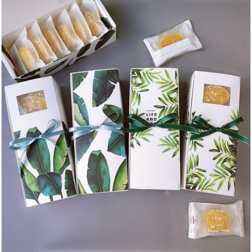 2020 New 100pcs Leaf White paper Cake Box,Chocolate Muffin Biscuits Box for Cookie Package Gifts, Gift Boxes