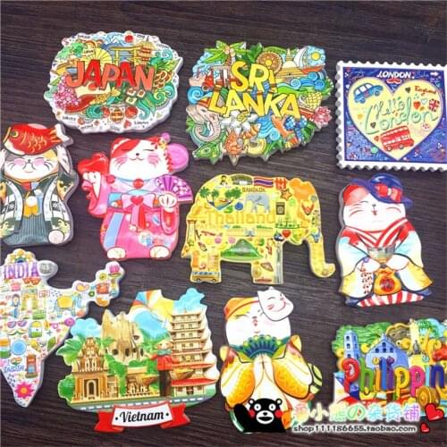 3D-Praint Panoramic View Of Thailand Vietnam Philippines Sri Lanka London Fridge Magnets Souvenirs Refrigerator Magnetic Sticker