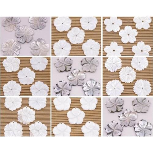 5 PCS 25-37mm Flower Shell Mother of Pearl Jewelry Making White Black Choose