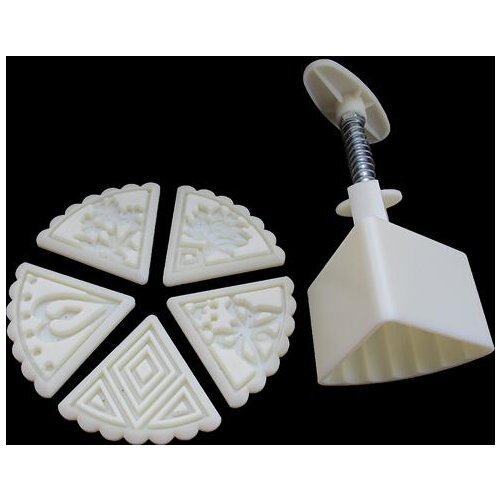 50g triangle shape Moon Cake Molds with 5pcs flower Stamps plastic hand pressure chinese moon cake mould,20sets/lot