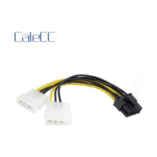 6 inch 2 x Molex 4 pin to 8-Pin PCI Express Video Card Pci-e ATX PSU Power Converter Cable - Molex to Pcie 8 pin Adapter