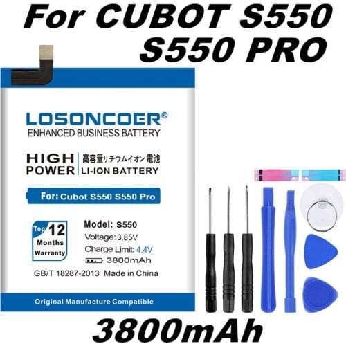 LOSONCOER S550 S550 Pro 3800mAh Battery For Cubot S550 S550 Pro Cell Phone Batteries +Gift tools +stickers