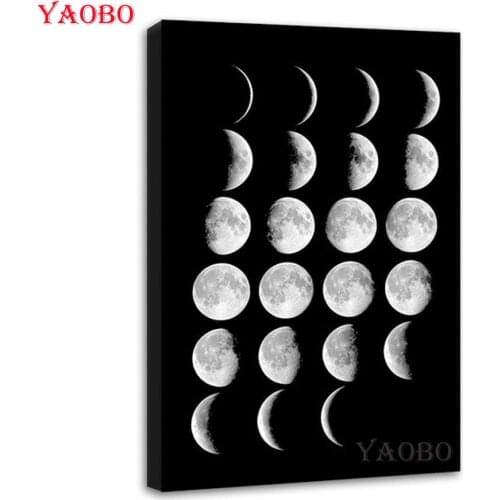 DIY Diamond Painting Black and White Moon 5D Full Square Daimond Mosaic Cross Stitch Nordic Home Decor Diamond Embroidery icon