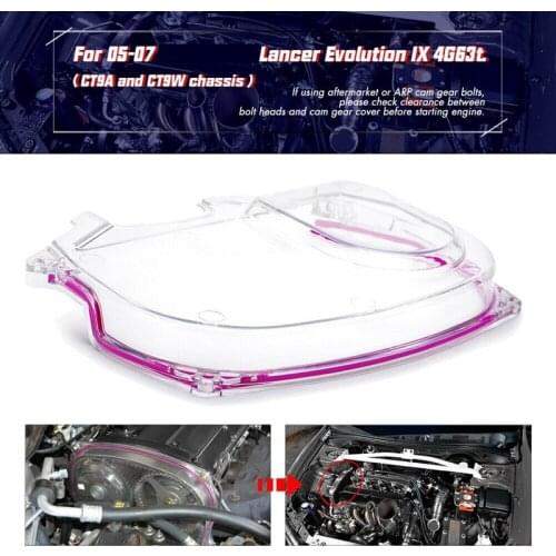 AU04 -Clear Cam Gear Timing Belt Cover Turbo Cam Pulley for Mitsubishi Lancer Evolution EVO 9 IX Mivec 4G63 05-07