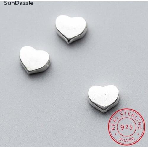 Genuine Real Pure Solid 925 Sterling Silver Heart Spacer Beads Loose Bead for Necklace Bracelet DIY Jewelry Making Findings