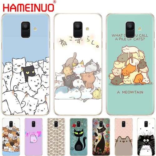 HAMEINUO Cute funny A Pile Of Cats art cat cover phone case for Samsung Galaxy J4 J6 J8 A9 A7 2018 A6 A8 2018 PLUS j7 duo coque