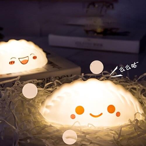 Cute Toy Night Light LED Dumplings Silicone Sleeping Lamp Cartoon Decorativ Lights for Creative Bedroom Lighting Christmas Gifts