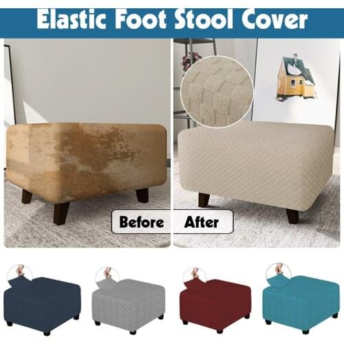 Elastic Square Ottoman Slipcover Footstool Protector Removable Washable Stretch Cover Chairs Sofa Foot Cover For Living Room