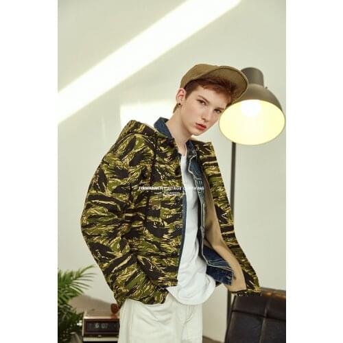 Firmranch New Men/Women American Vintage Vietnam Golden Tiger Camouflage Print Thick Fleece Linning Jacket Cargo Casual Coat