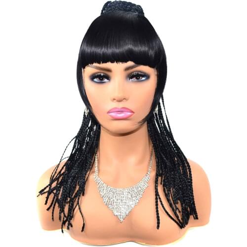Jeedou Braids Ponytail Whit Bangs Synthetic Black Color DIY Braiding Hairstyles Creativity Hairpiece
