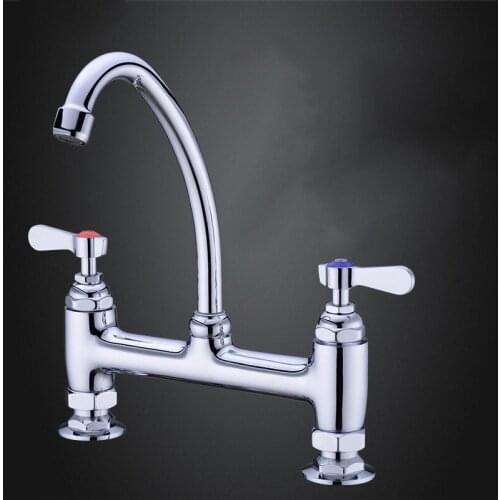 Commercial Hotel kitchen faucet cold hot water sink faucet solid brass top quality Rotatable faucet