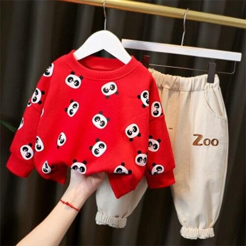Baby Boys Spring Clothes Suit Children Autumn Panda Print Clothes Outfit Sweatshirt Kids Clothing Sweatshirt Pants Set