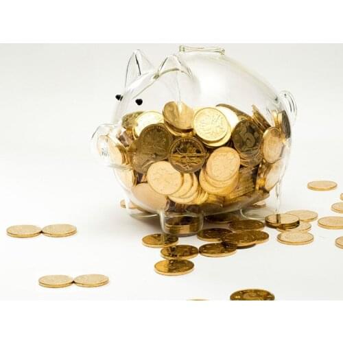 Creative Piggy Bank Piggy Bank Transparent Glass Crafts Children Cute Gift Decoration Cartoon Piggy Bank Coin Storage Box