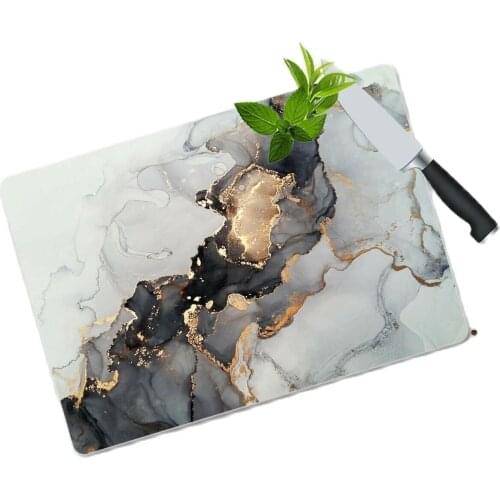 Marble Looking Glass Cutting Board Design Kitchen Chopping board Black Gilded Marble Looking Glass Healthy 30x40 cm