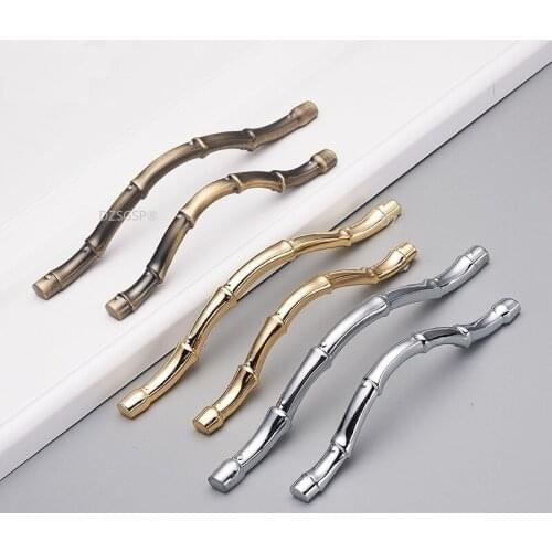 Drawer Kitchen Pull Dresser Wardrobe Hardware Cabinet Cupboard Knobs Bronze Gold Bronze Bamboo Modern Zinc Alloy