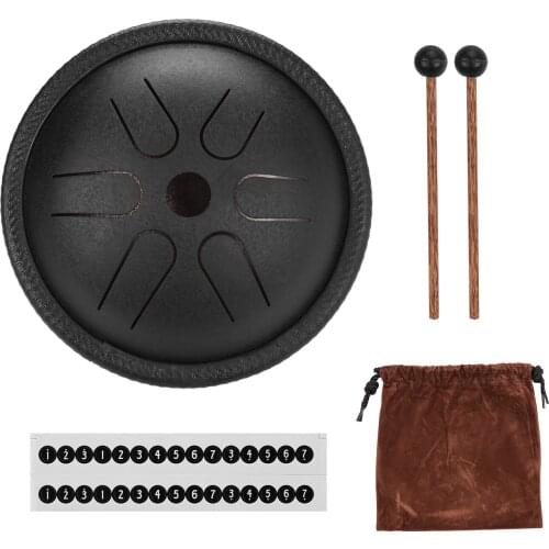 5.5 Inches Mini Steel Tongue Drum 6 Notes Handpan Drum Steel Pocket Drum Percussion Instrument with Mallets Carry Bag for Yoga