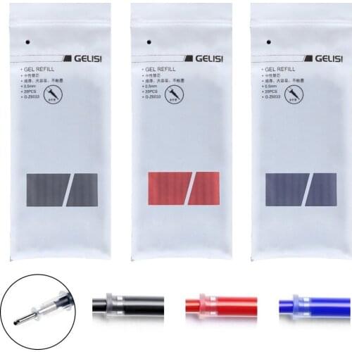 20pcs Black&Blue&Red Ink Customize Gel Pen Refill Set Needle Tip 0.5mm Refill Replacement Stationery Office School Supply H6795