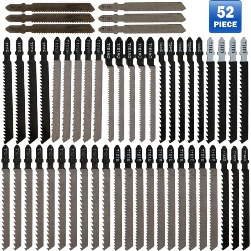52pcs Saw Blades Assorted T-Shank Jigsaw Blades Set Metal Steel Cutting Saw Blades For Plastic Woodworking Cutting Tools