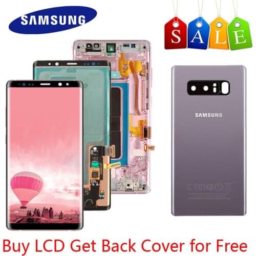 Original Super Amoled Display for SAMSUNG GALAXY Note 8 LCD Display N9500 N9500F LCD Touch Screen With Note 8 Battery cover