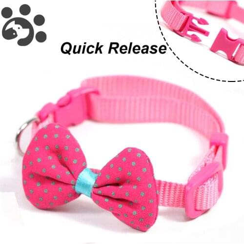 Cat Collar for Kitten Adjustable Solid Nylon Flower Red Dog Collars Leather for Small Dogs Puppy Bowknot for Pet Supllies MP0046