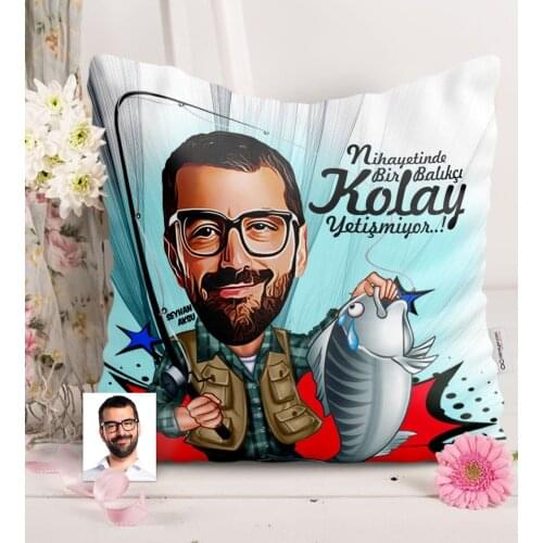 Personalized Mr Fishing Caricature Of Satin pillow-1