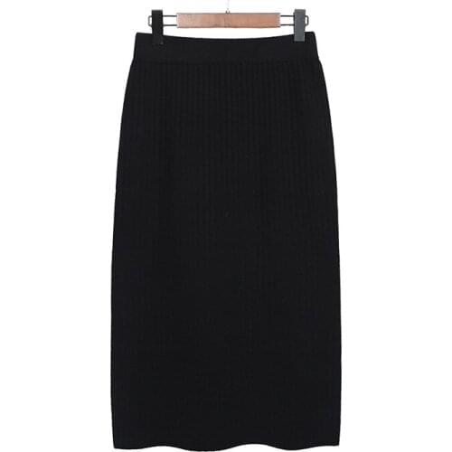 Thicker Plus Size XL-3XL Womens Skirt Stretch Mid-length Skirt High-quality Elegant Office Loose Wool One-step Skirt