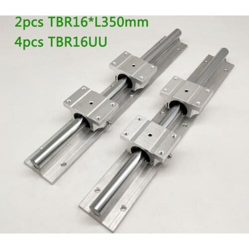 Support Linear rails Assemblies 2pcs TBR16 -350mm with 4pcs TBR16UU Bearing blocks for CNC Router