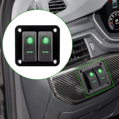 LEEPEE LED Waterproof 2 Gang Rocker Switch Panel for Car Marine Camper Caravans Travel Trailer 12-24V Circuit Breaker