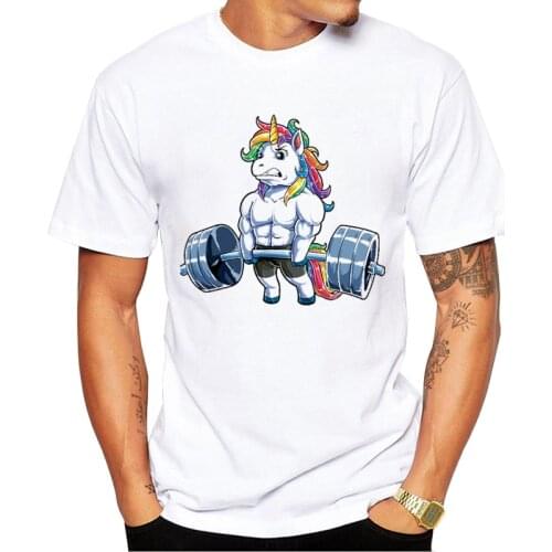 TEEHUB Short Sleeve Man Tops Fashion Weightlifting T-Shirt Rainbow Horse Printed Tshirts Cool t shirts Essential Tee
