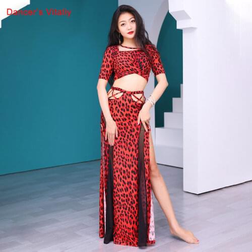 Belly Dance Top Or Skirt Leopard Print Shirt High Waist Split Skirt Practice Clothes Female Adult Elegant Performance Clothing