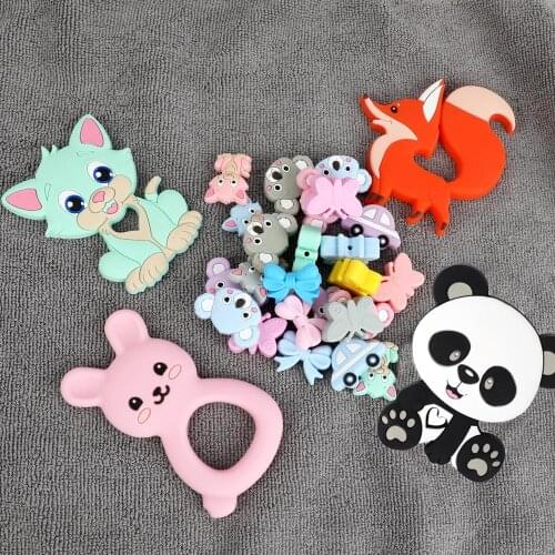 TYRY.HU Cat car Silicone Beads Perle Animal Food Grade Horse Baby Teether BPA Free Molar Silicone Bead Toys DIY Mordedor Beads