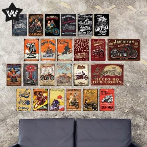 Motorcycle Vintage Beer Metal Plaque Sign Bar Home Wall Decoration Signs Retro Metal Poster Tin Sign Man Cave Pub Kitchen Plates